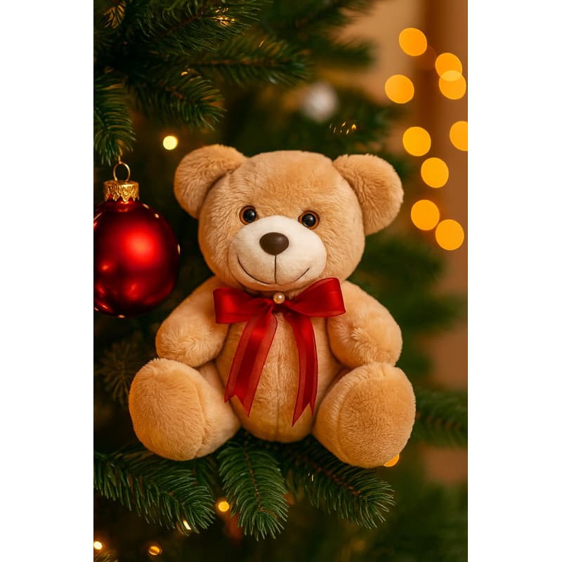 Urso De Pelúcia com Laço 15cm/20cm/ 25cm Sentado para presente cor caramelo