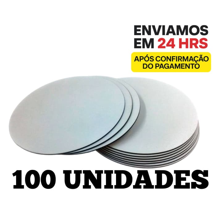 Kit 100 Cake Board para Bolo MDF 25cm Tabuleiro para Bolo 3mm Redondo