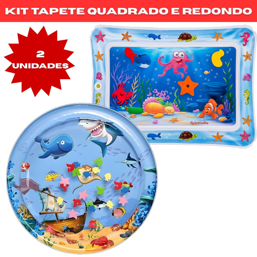 Tapete Quadrado e Redondo - água inflável para bebê infantil para centro atividades para bebês