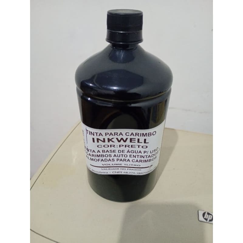 tinta para carimbo 1 litro  cor preta para papel