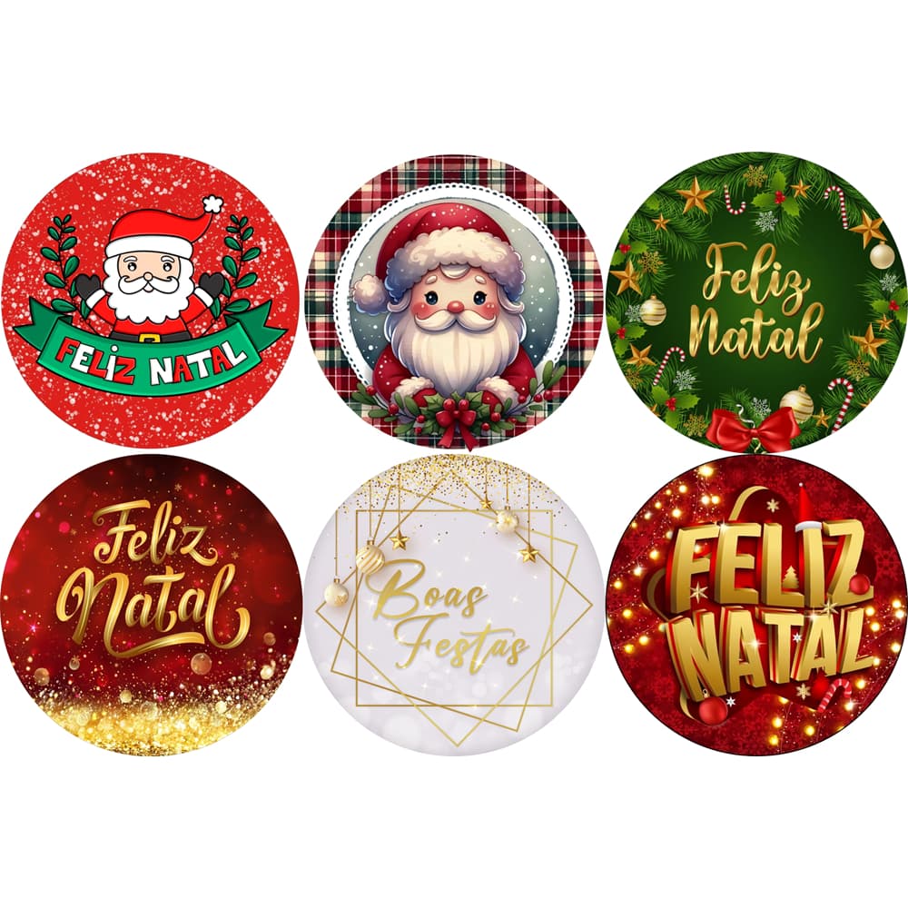 Etiquetas Natal Adesivas 4x4 Adesivos Redondo Boas Festas