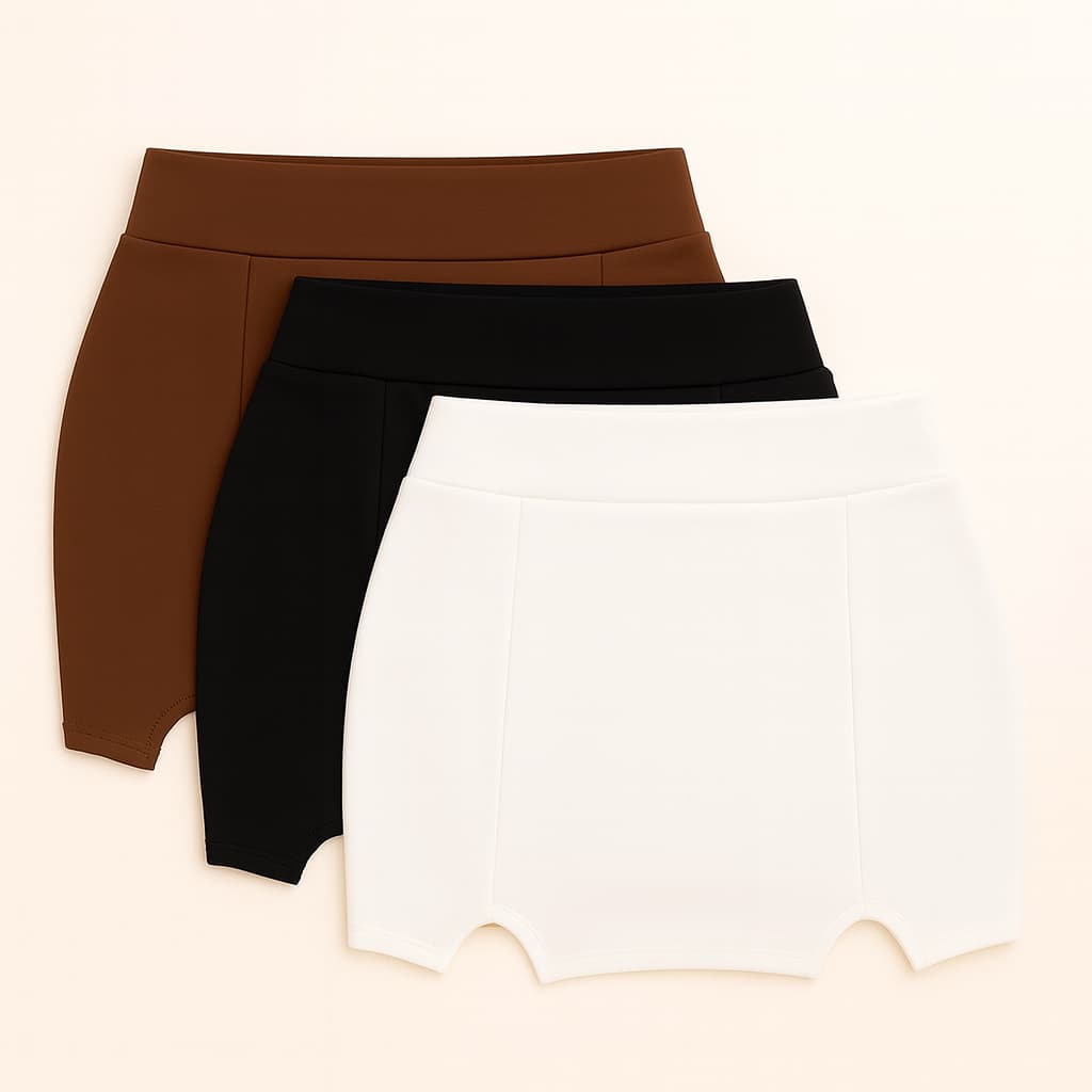 Kit 3 Short Saia Feminino Cintura Alta Fenda Moda Casual Festa Confortável