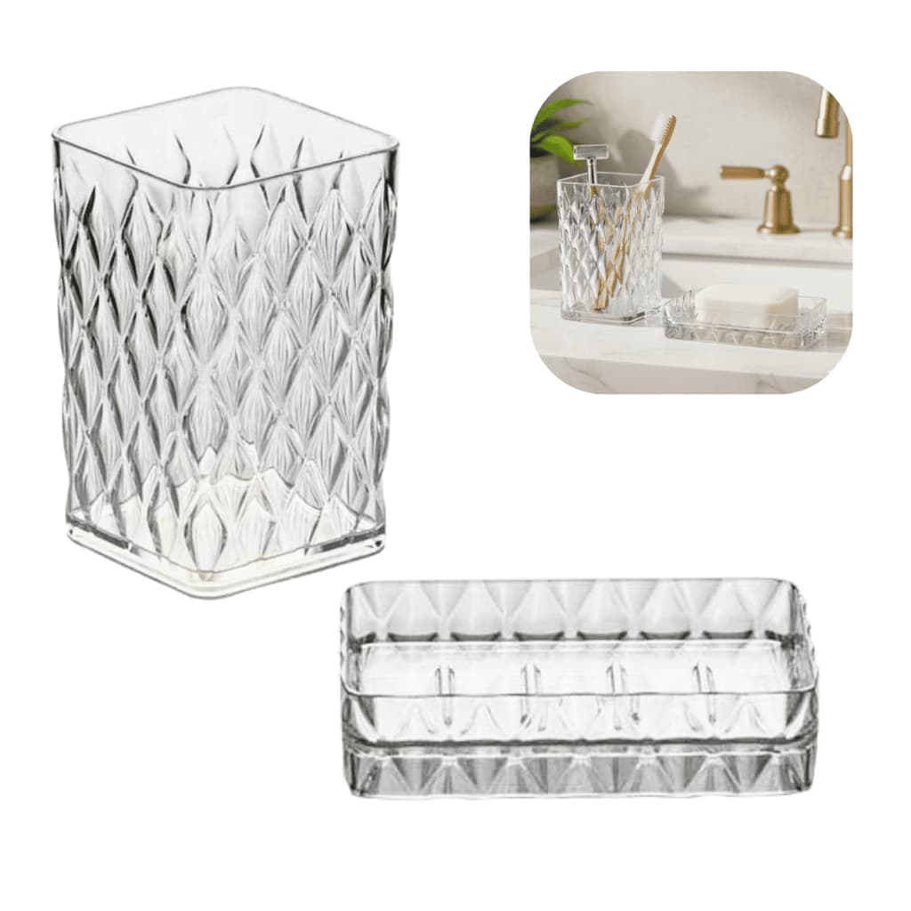 Kit Jogo banheiro lavabo closet com saboneteira porta sabonete pote copo escova creme dental acessórios