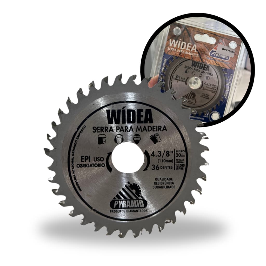 Disco Lâmina de Serra Circular Wídea 36 Dentes 4.3/8" - Corte em Madera, MDF e Compensado