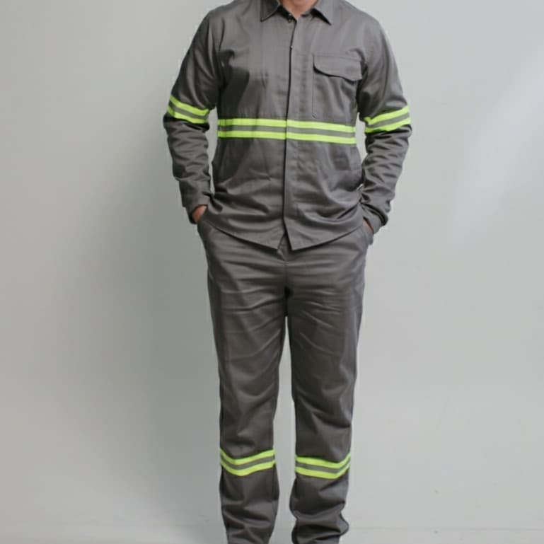 Conjunto Camisa Lapela Calça Brim Faixa Refletiva Resistente Técnico Indústria Eletricista Servente
