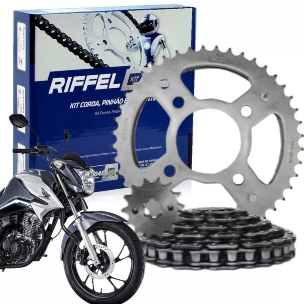 Kit Relação Tração Transmissão Honda Cg Titan Fan 160 (2016 à 2025) Original Riffel