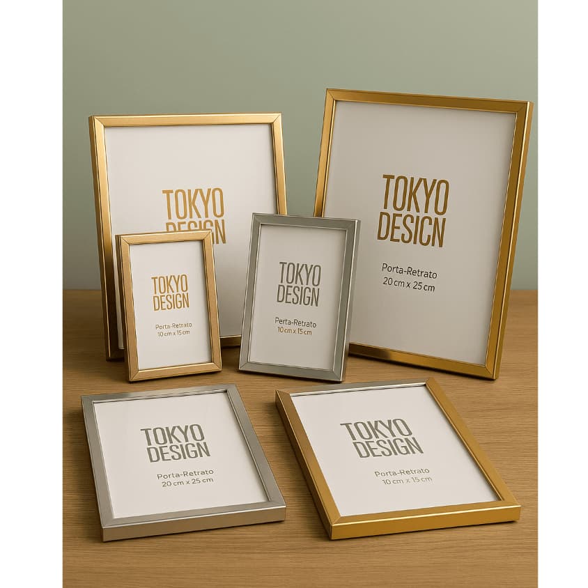 Porta Retrato Rose Dourado Prata Espelhado Vidro 15x20 ou 20x25 ou 10x15