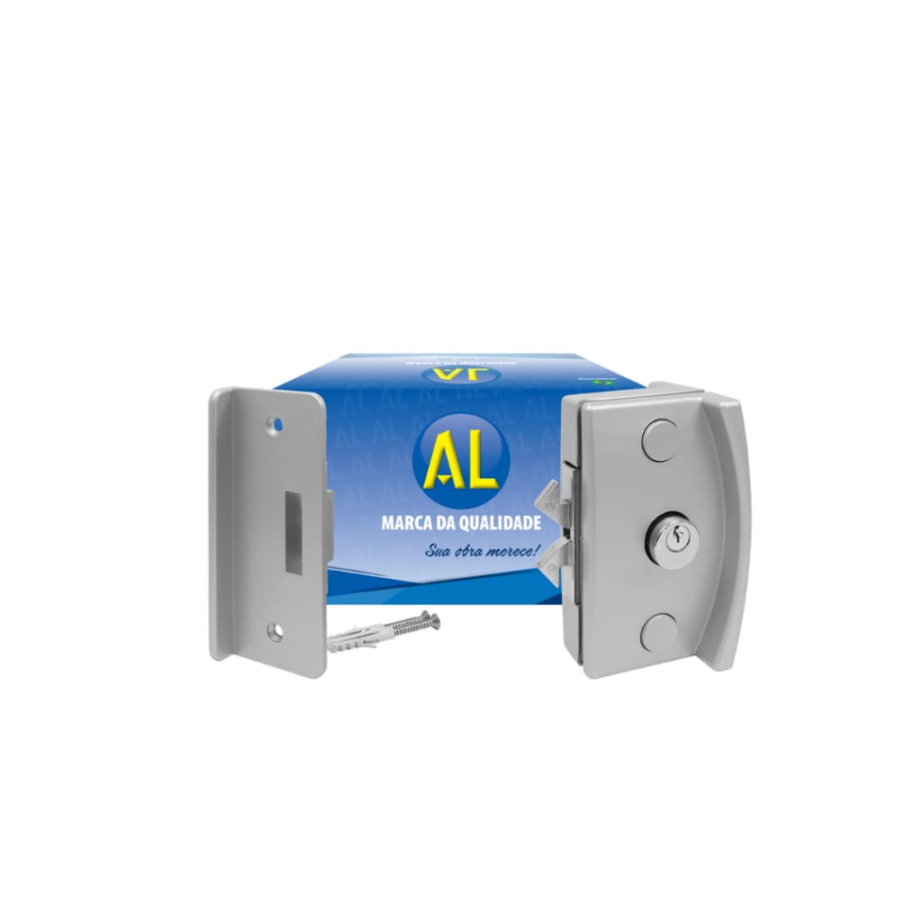 Fechadura AL Porta De Vidro De Correr Kit 10 Polímero Para vidro de 08mm ou 10mm