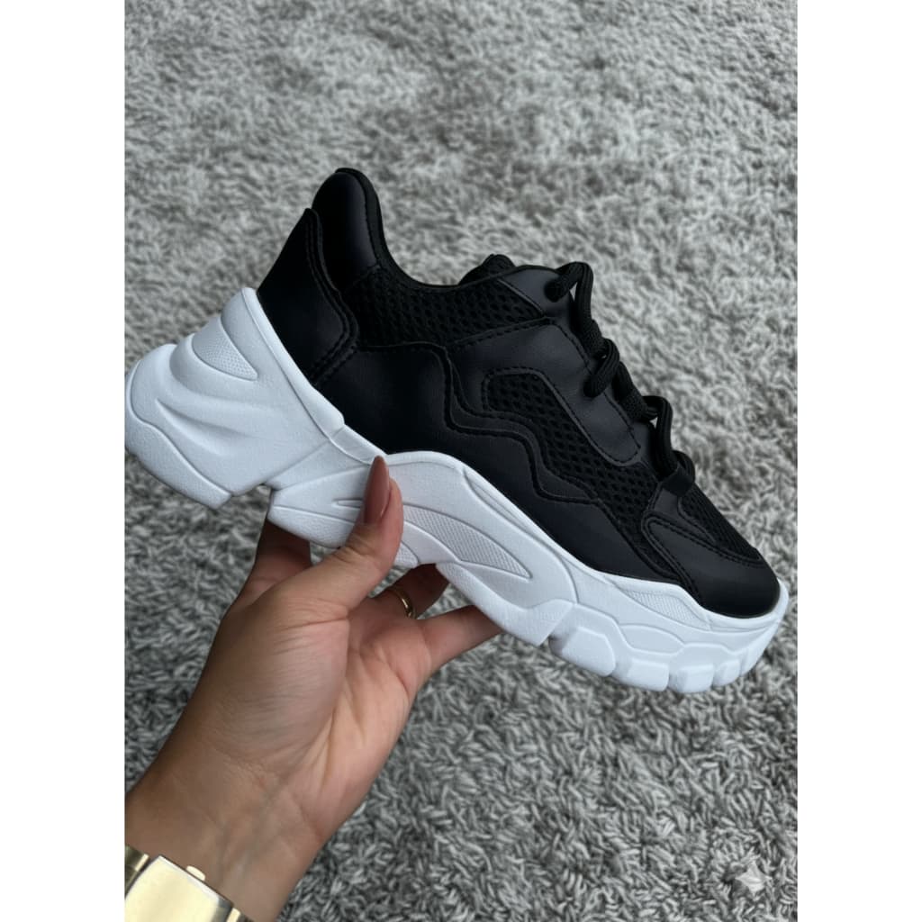 Tênis Tenehi Feminino Plataforma Casual Preto Confortavel Moderno