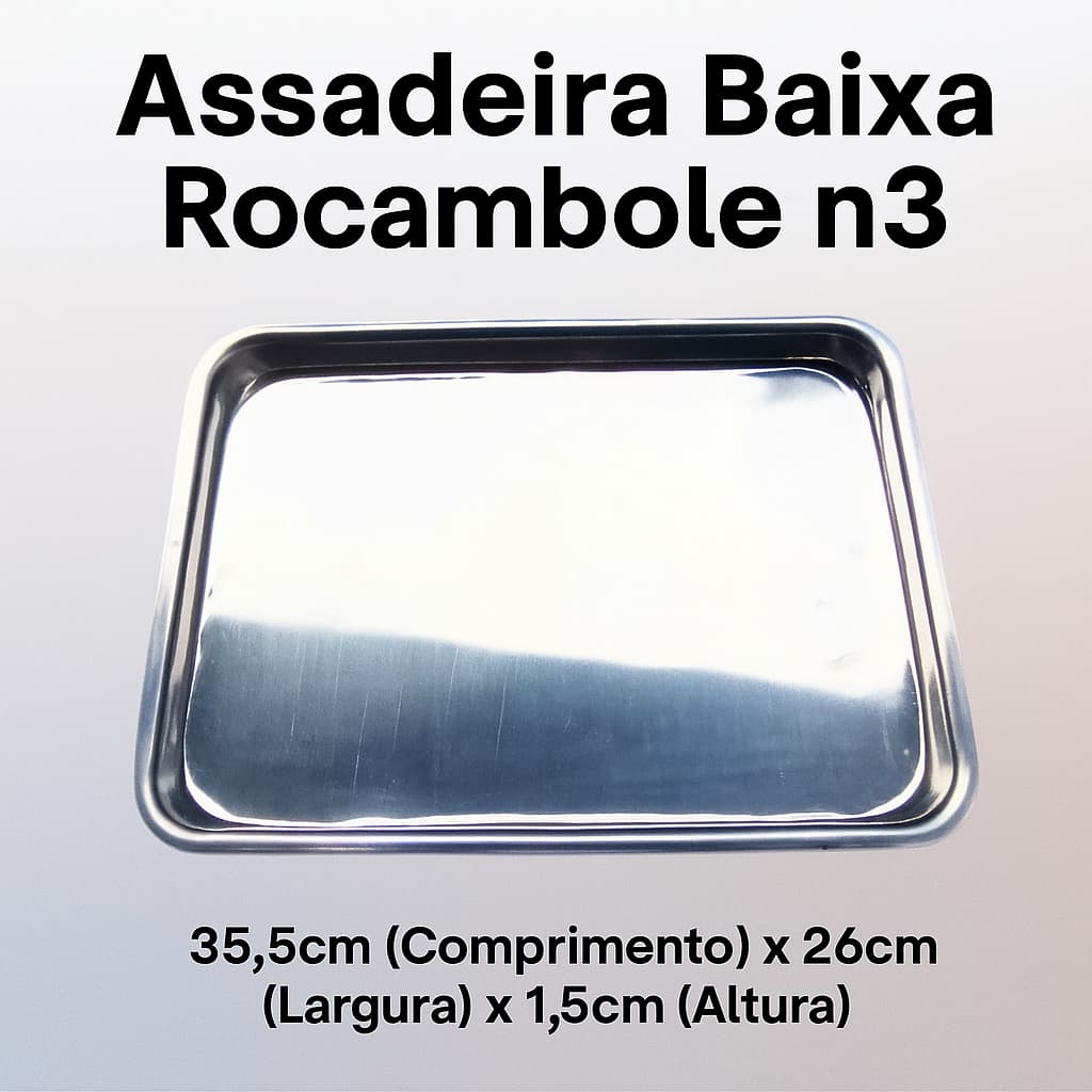 Forma Assadeira Baixa Nº 3 Rocambole Biscoito Bandeja de Alumínio (3 ou 5 Peças)