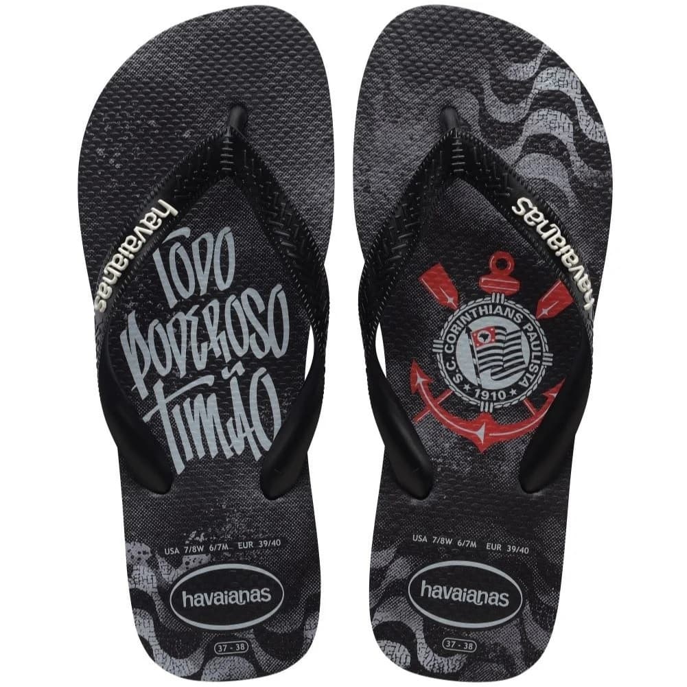 Chinelo Havaianas Time Corinthians Timão 100% original Confortável