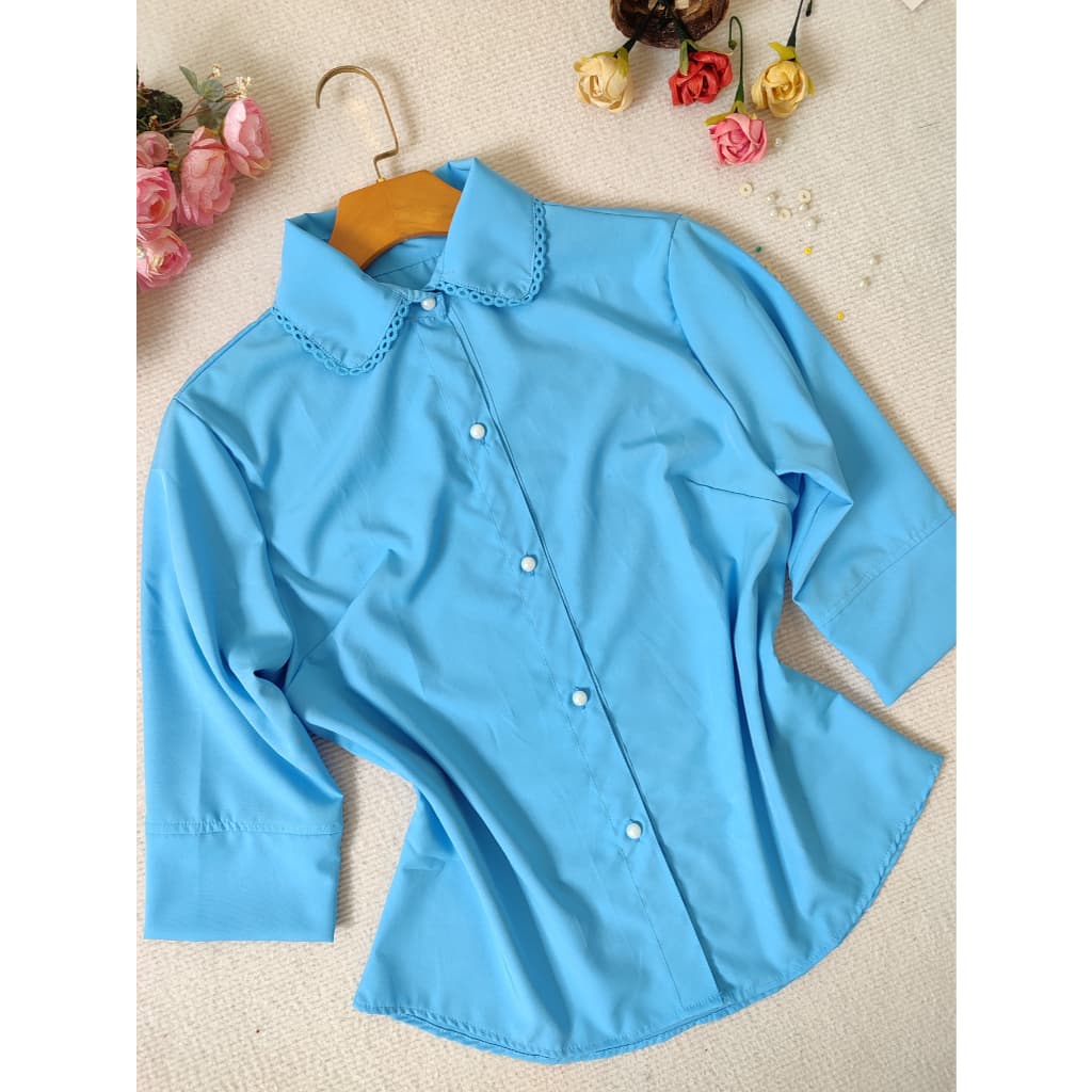 L.L.MODAS FEMININA    camisa social feminina manga 3/4 tecido crepinho