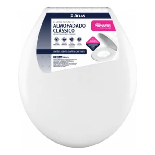 Assento Sanitário Almofadado Tampa de Vaso Universal Oval Atlas