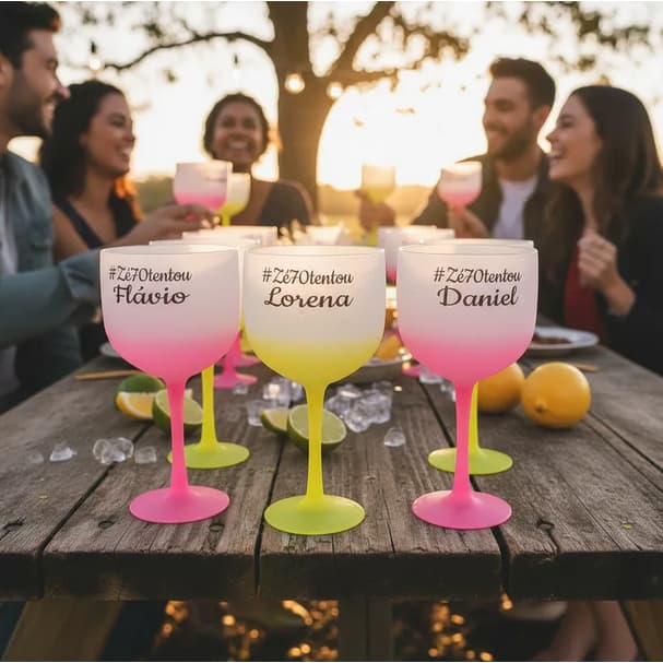 Taça De Gim Acrílica Personalizadas Degrade Colorida
