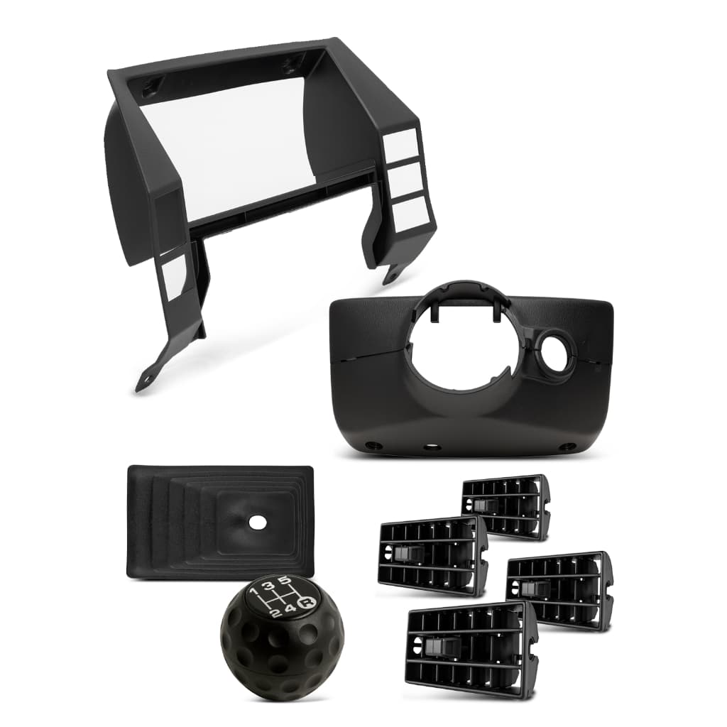 Kit Moldura Painel + Capa Chave Seta Difusor Ar Coifa Bola Câmbio Vw Gol Saveiro Parati Quadrado