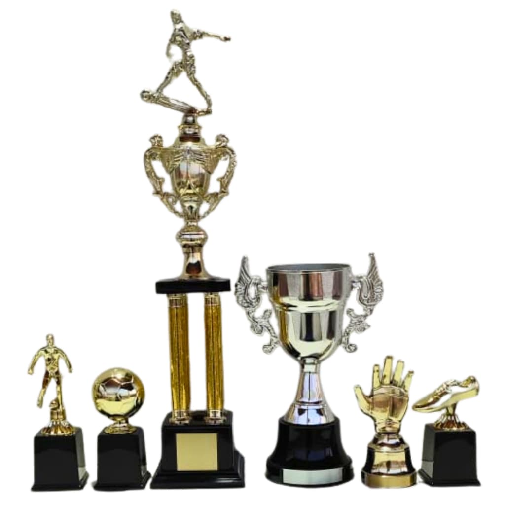 Troféus Futebol Barato Brilhante Esportivos 4 Barras – Campeão, Vice, 3º Lugar e Premiação Individual - Envio Rapido