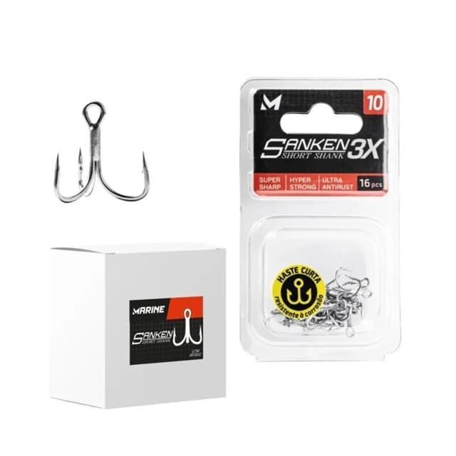 Garatéia Marine Sports Sanken 3x Short Shank Cartela ou Caixa