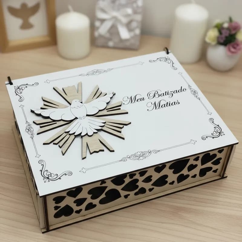Caixa De Batizado Personalizada 20x15x6 Mdf - 1 Unidade