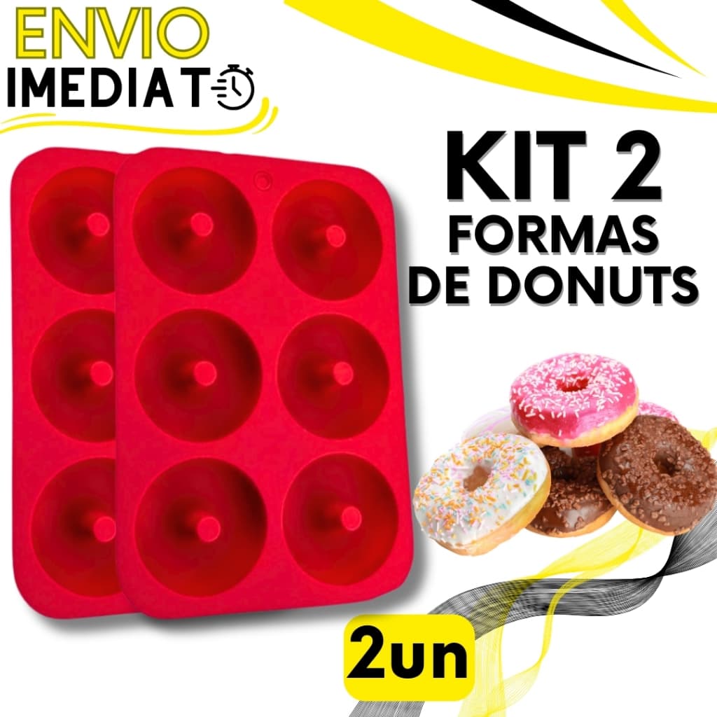 KIT Jogo 2 Forma Molde De Silicone Premium Super Resistente Para Rosquinhas Donuts Pudim Doces Mini Bolo Bolinho