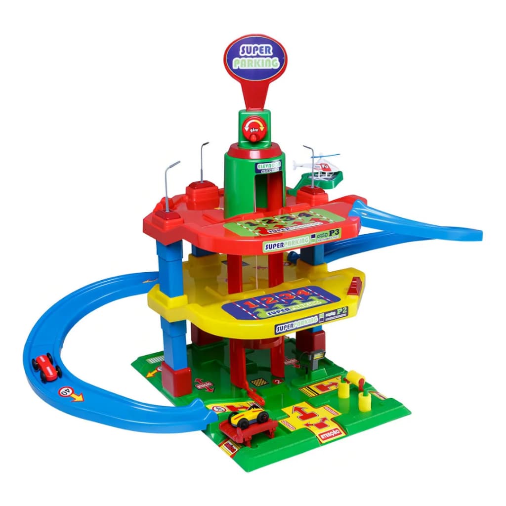 Pista de Carrinhos Super Parking 3 Andares com Elevador e Helicóptero – Maptoy