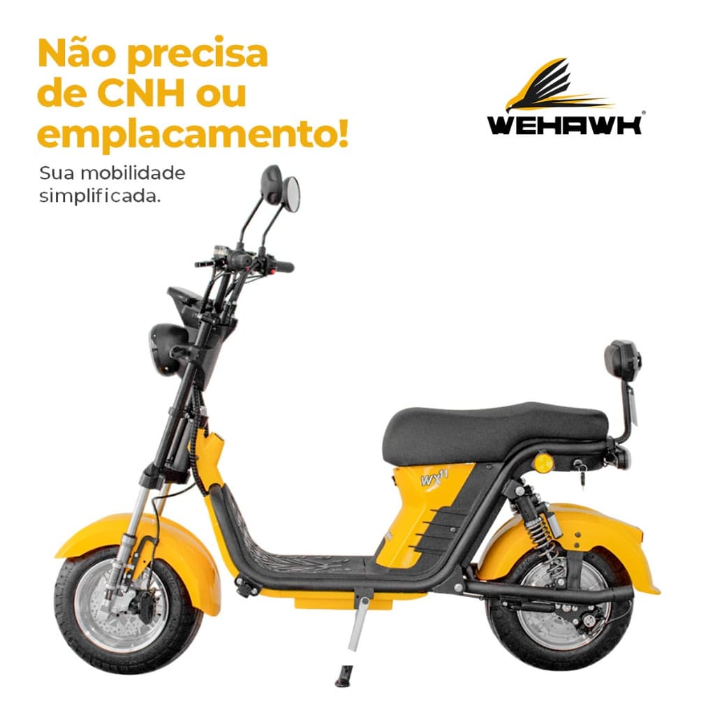 Scooter Moto Elétrica 1000W WeHawk WX-11/12 | Bateria de Lítio 60V 20Ah Removível