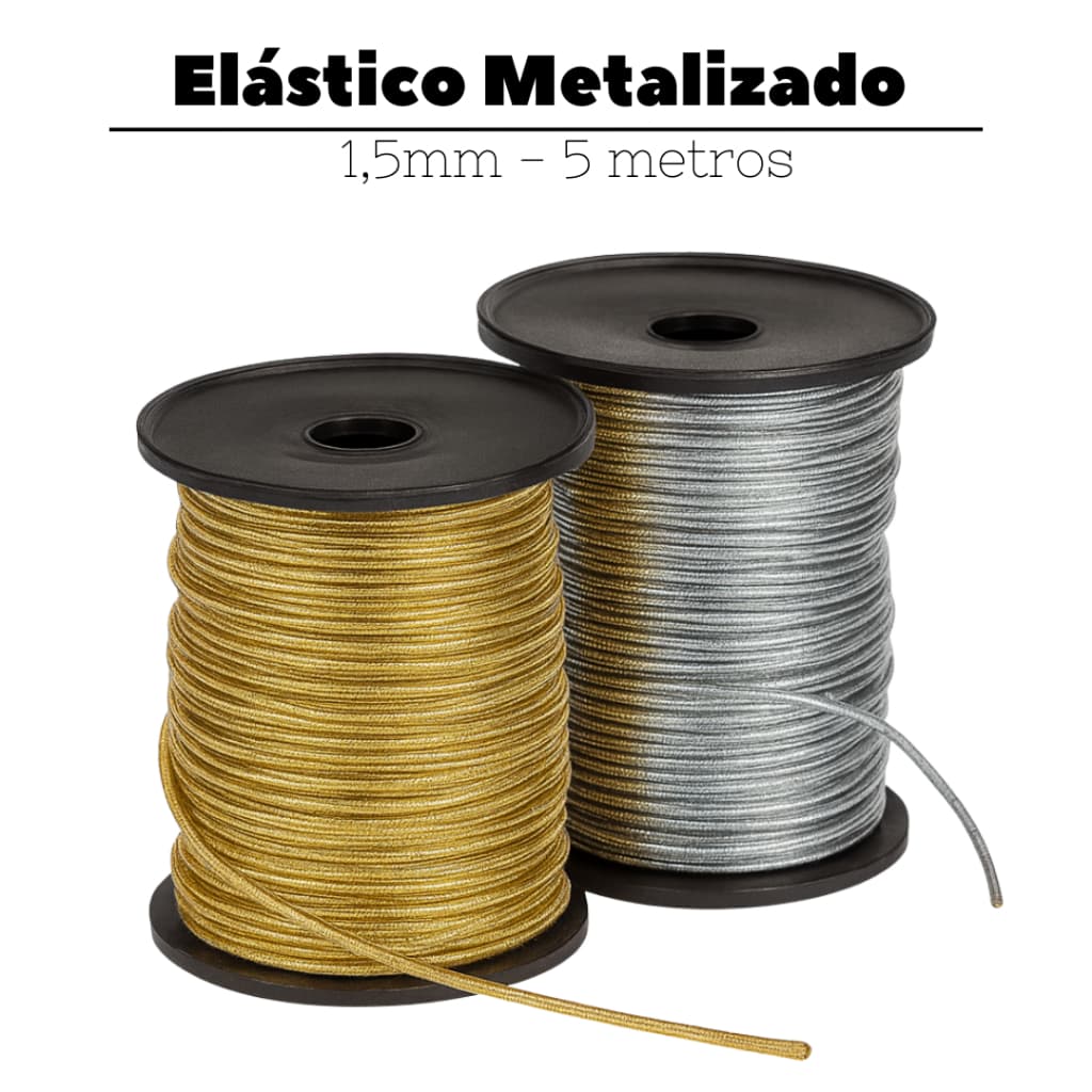 Elástico Roliço Metalizado 1,5mm - 5 metros