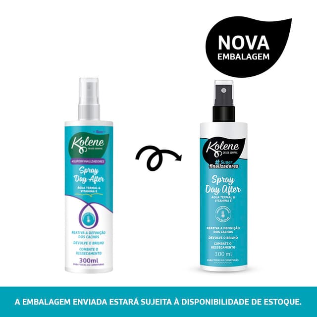 Spray Modelador Kolene Day After 300ml – Água Termal + Vitamina E | Super Finalizador
