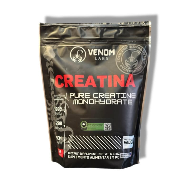 Creatina Monohidratada 500g 100% Pura Importada Venom Suplemento Performance Muscular Força