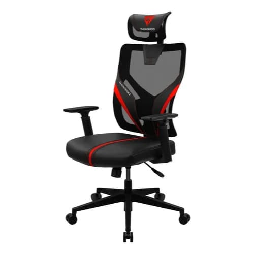 Cadeira Gamer Ergonômica ThunderX3 Yama1 Preta e Vermelha com Estofado em Malha
