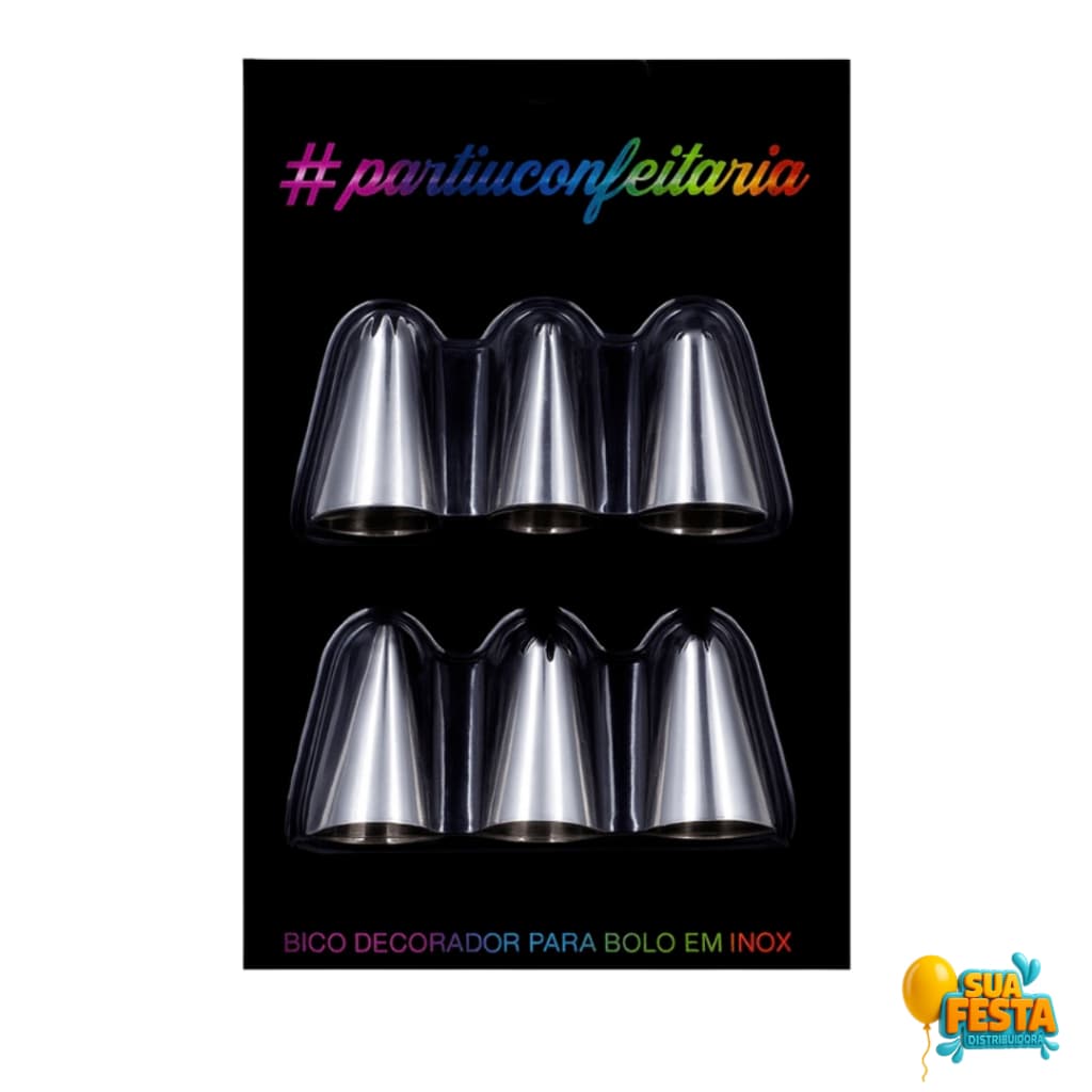 6 Unidades Bicos Decoradores Inox Confeitaria Profissional Bolos Cupcakes Tortas