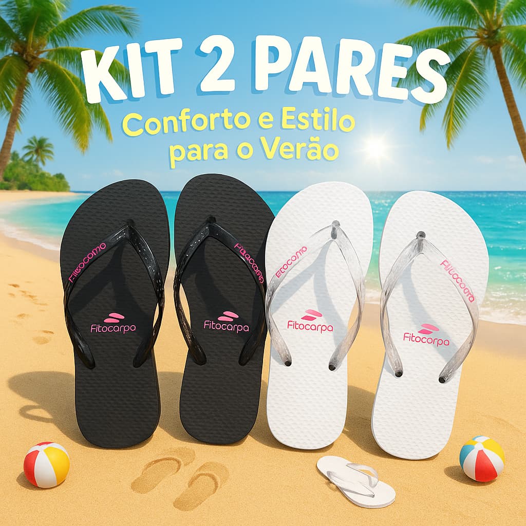 Kit 2 Pares Chinelo Feminino Verão Casual Confortável Leve Estiloso Praia e Dia a Dia