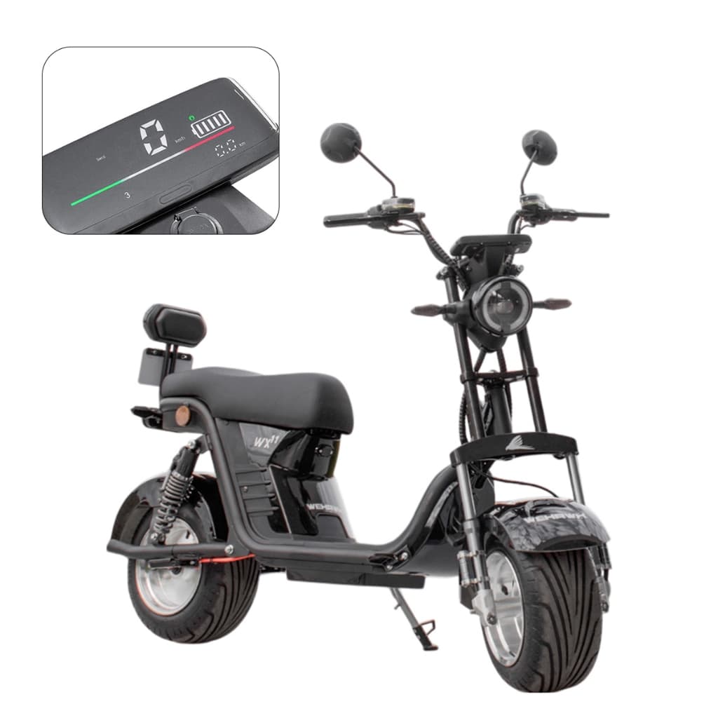 Scooter Moto Elétrica WeHawk WX-11/12 1000W 60V Bateria de Lítio 20Ah Removível Freio a disco