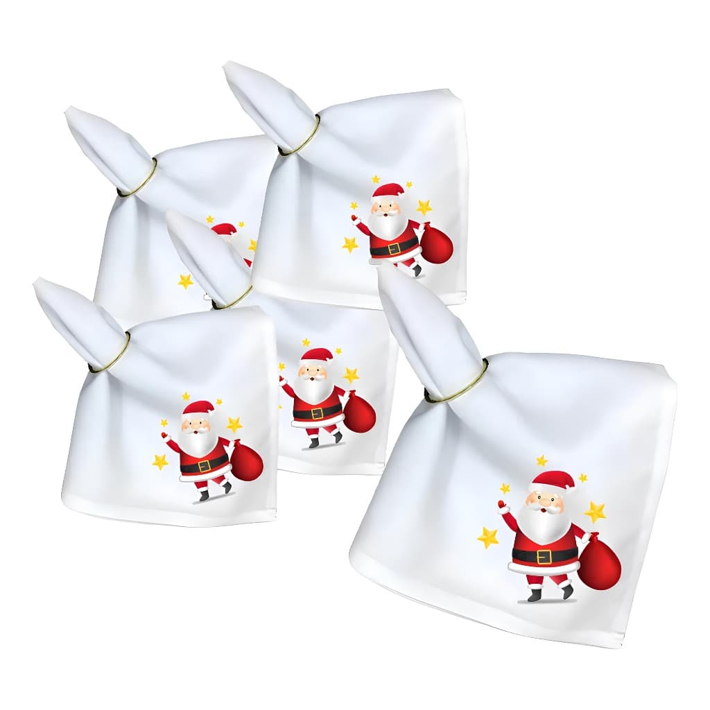 Kit 4 Guardanapos de Oxford Natalino Mesa Posta Tamanho 37cmx37cm Com Bainha Estampado Festa Natal