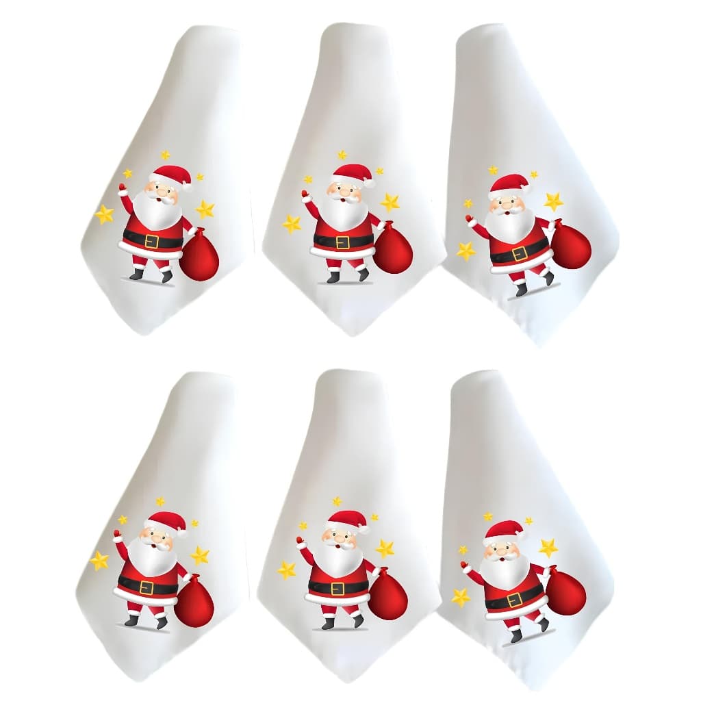 Kit 6 Guardanapos de Oxford Natalino Mesa Posta Tamanho 37cmx37cm Com Bainha Estampado Festa Natal