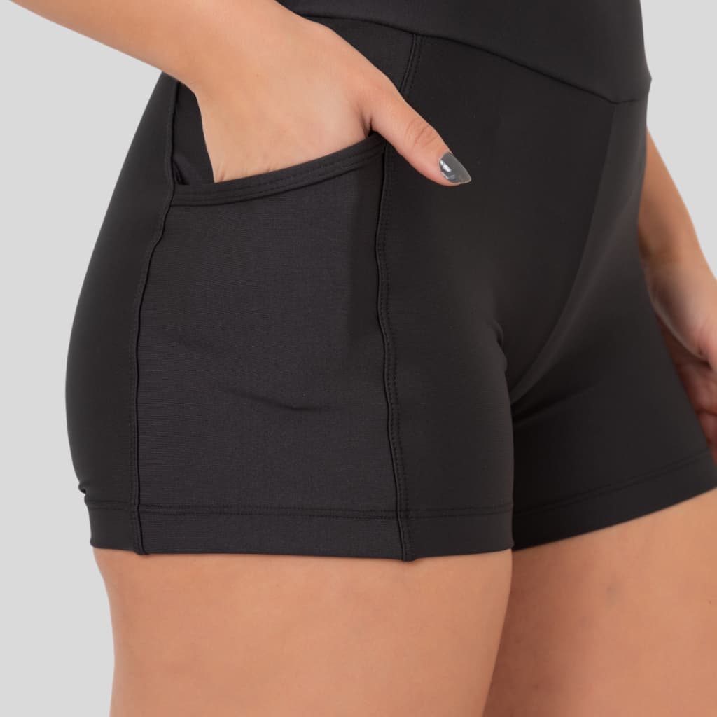 Short Fitness Feminino Suplex Alta Compressão Cintura Alta Zero Transparência