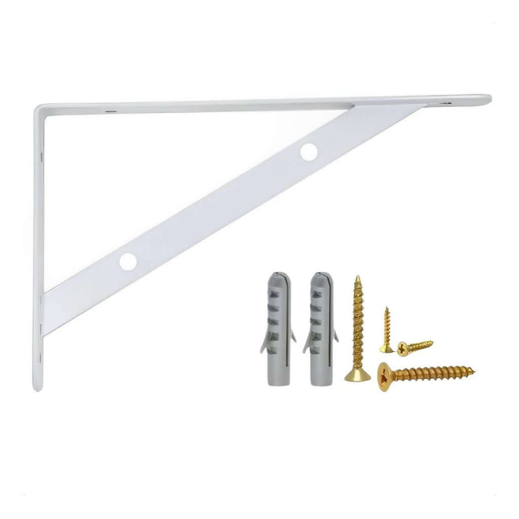 Kit 2 Mão Francesa Suporte Cantoneira Branca Prateleira 30cm ou 20cm + Parafusos e Buchas