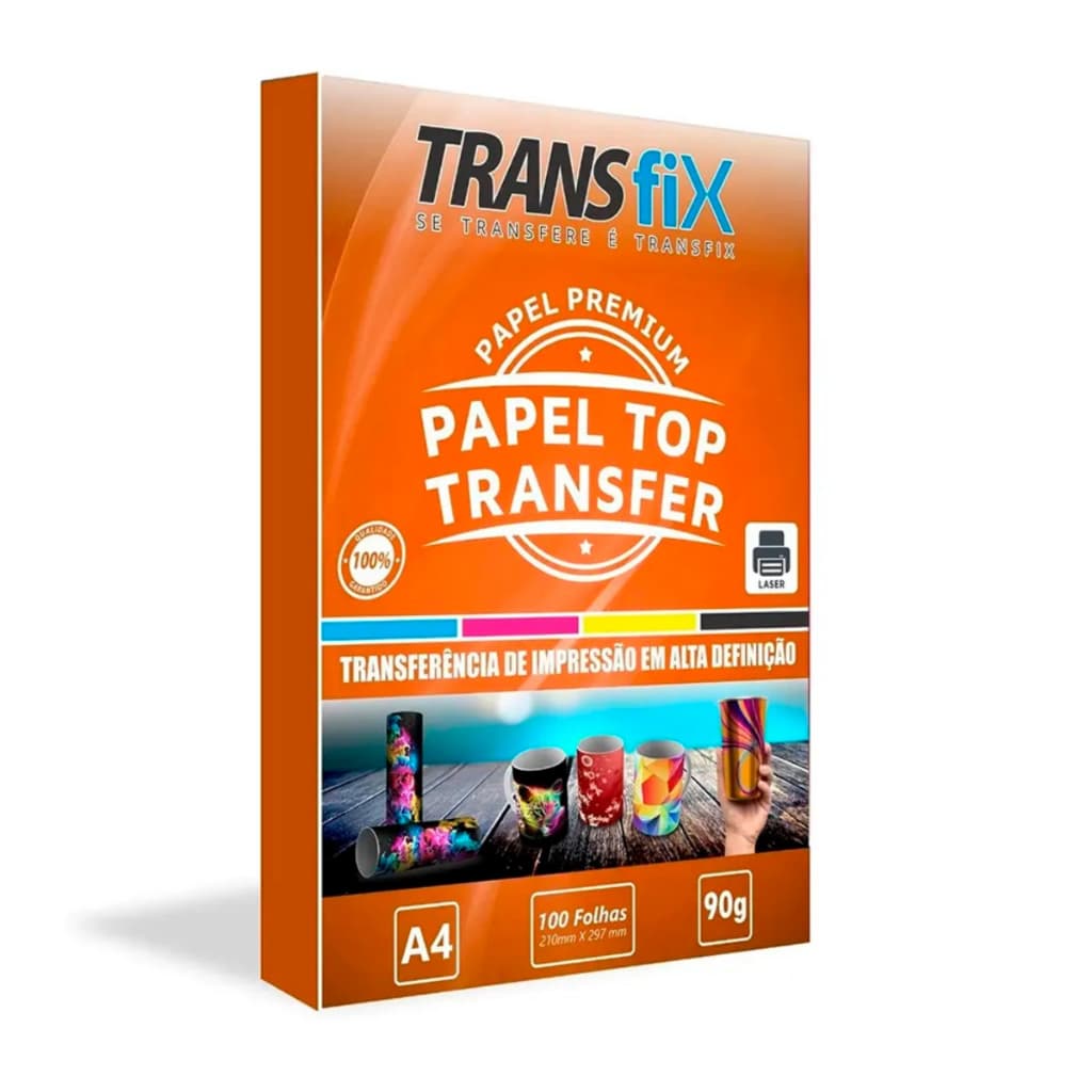 Papel Transfer Laser Top Caneca Copo Transfix - 100 Folhas A4