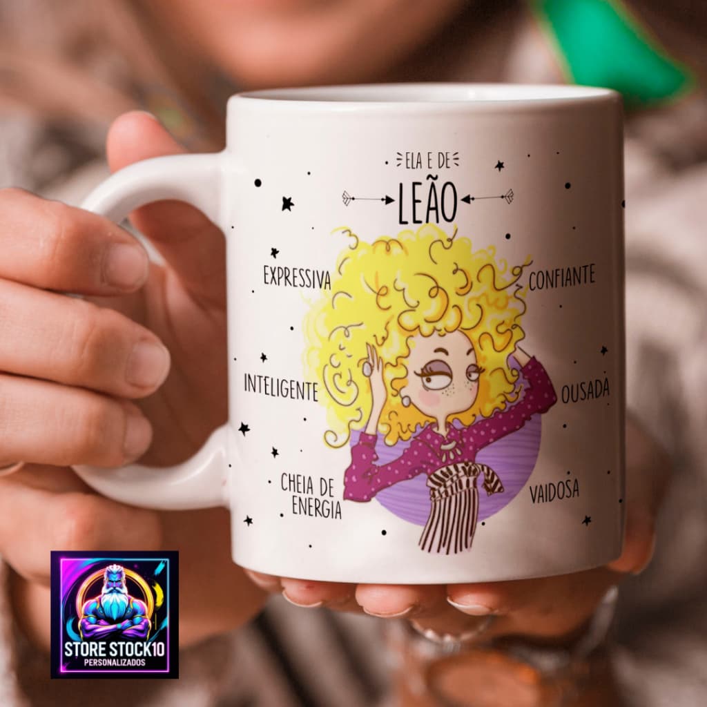 Caneca Porcelana 325ml Signo Leão