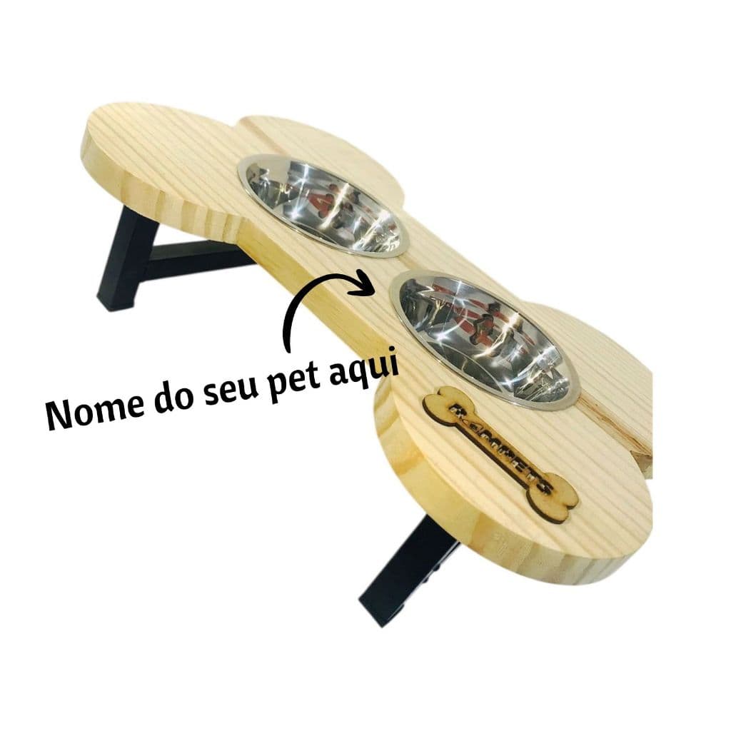 Comedouro Personalizado Rampets Água e Ração Cães e Gatos Pote Inox 15cm Porte Pequeno Pet