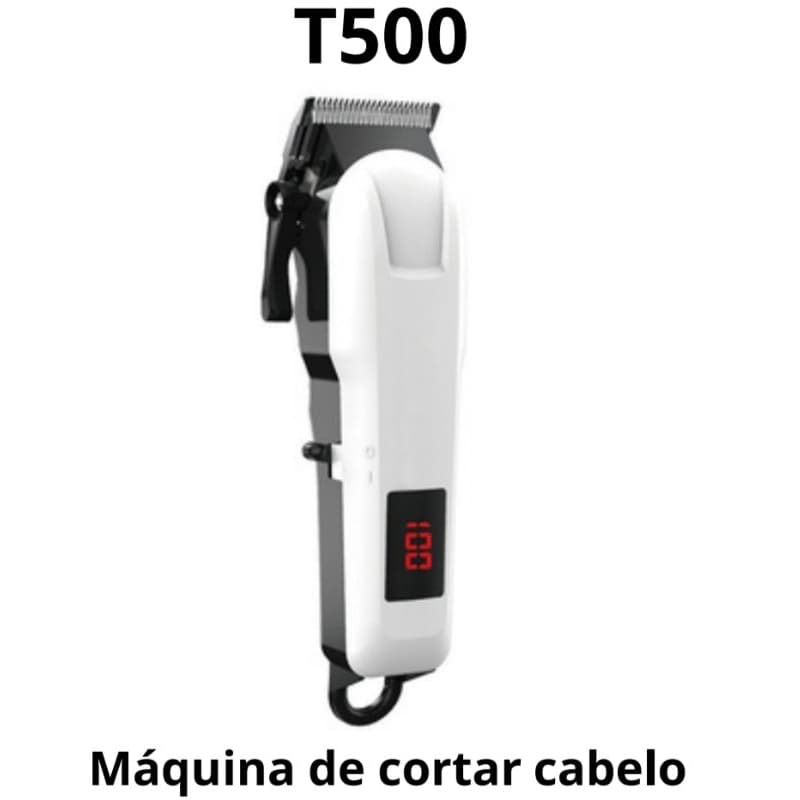 Maquina de Cortar Cabelo Profissional Recarregavel Display Digital Sem Fio PortátilT500