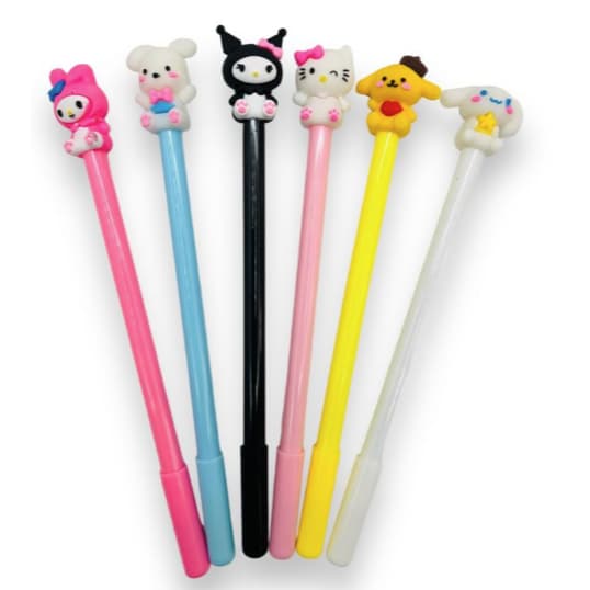 Kit Canetas Gel Sanrio Personagens | 4/8/12 Unidades | Tinta Azul ou Preto