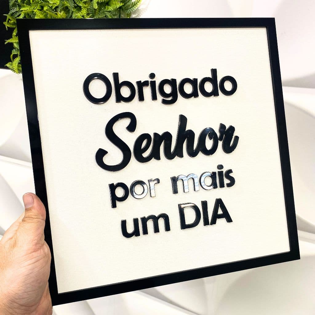 Quadro Graças Letras em Relevo Obrigado Senhor em Madeira 25x25 cm