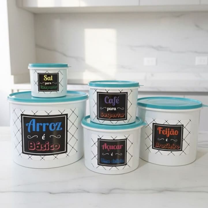 Jogo Porta Mantimento Conjunto 5 Peças Com Tampa Colors