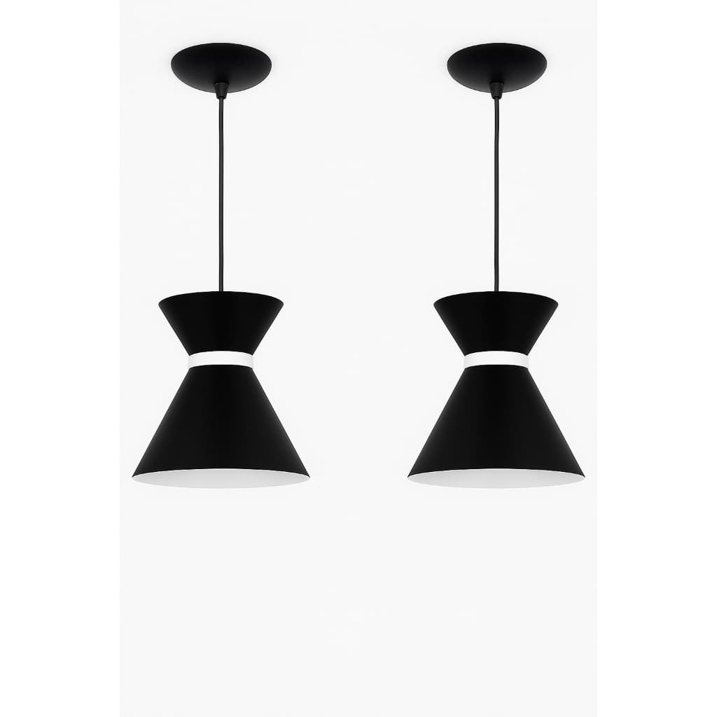 Pendente Luxo Kit2 Preto Branco Teto Estilo Design Sofisticado Decorativa Casa Design Envio Rapido