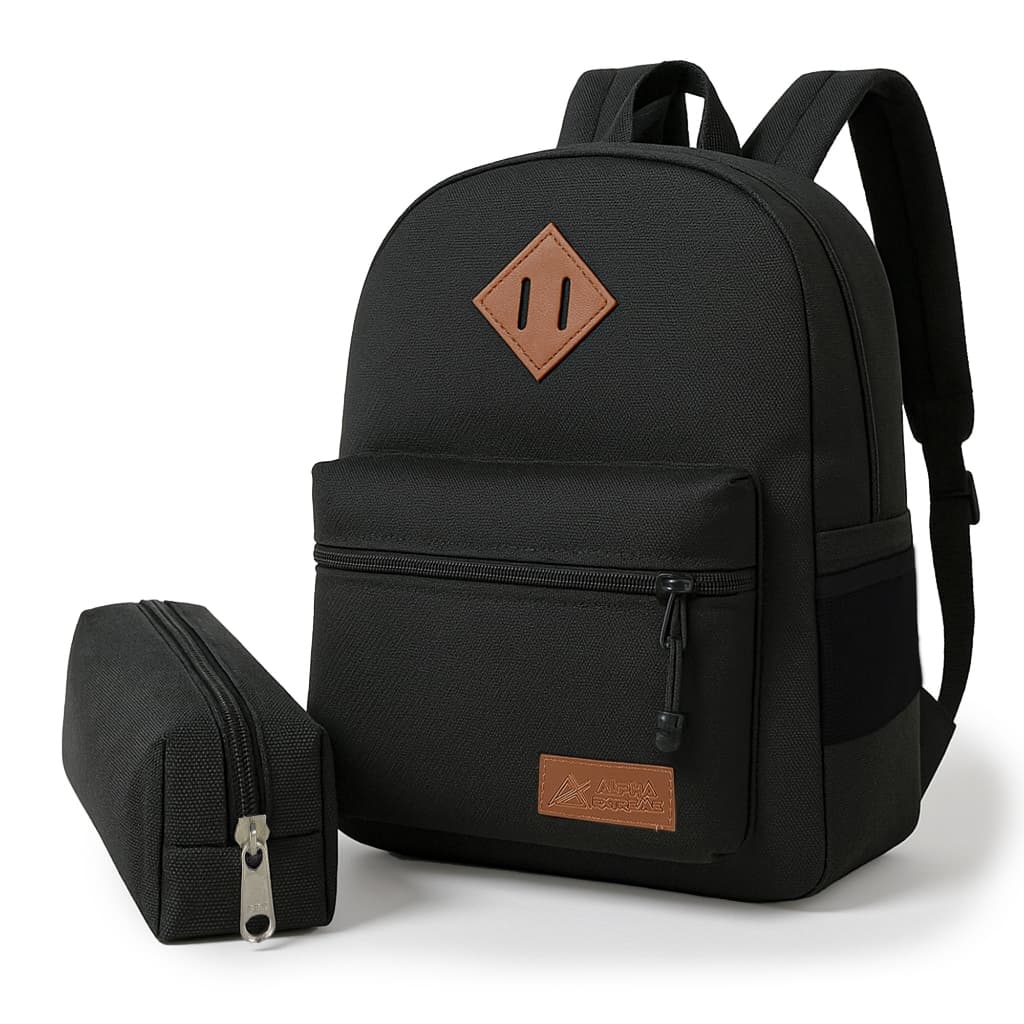 Kit Mochila Bolsa Alpha College com Estojo Cores Diversas - Escolar Reforçada, Resistente