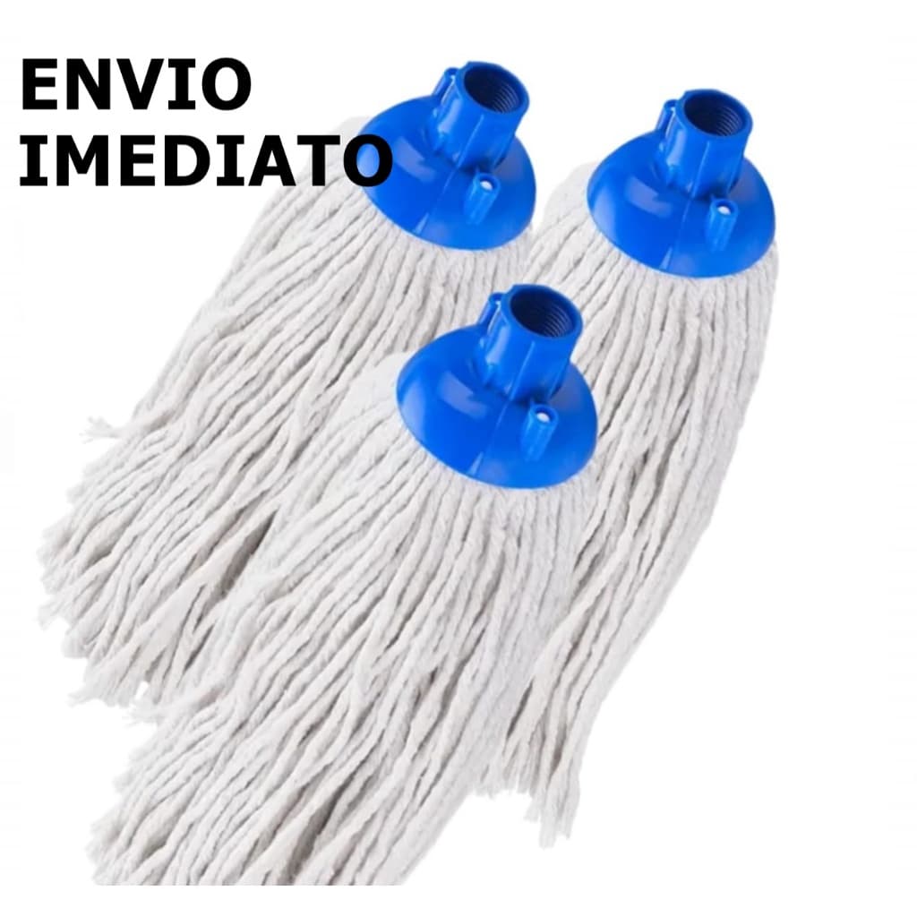 Refil Mop KIT com 3 Unidades Esfregão Úmido Rosca Universal Algodão - NO KIT É MAIS BARATO
