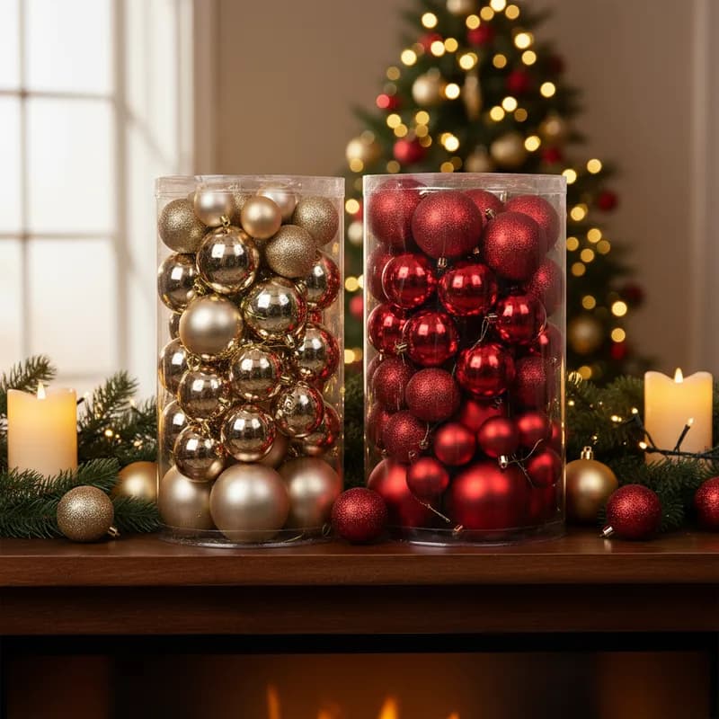 Kit 24, 27, 30 ou 36 Bolas Árvore De Natal Enfeites Natalinos de Luxo 4, 5 e 6 Cm Decoração Sofisticada