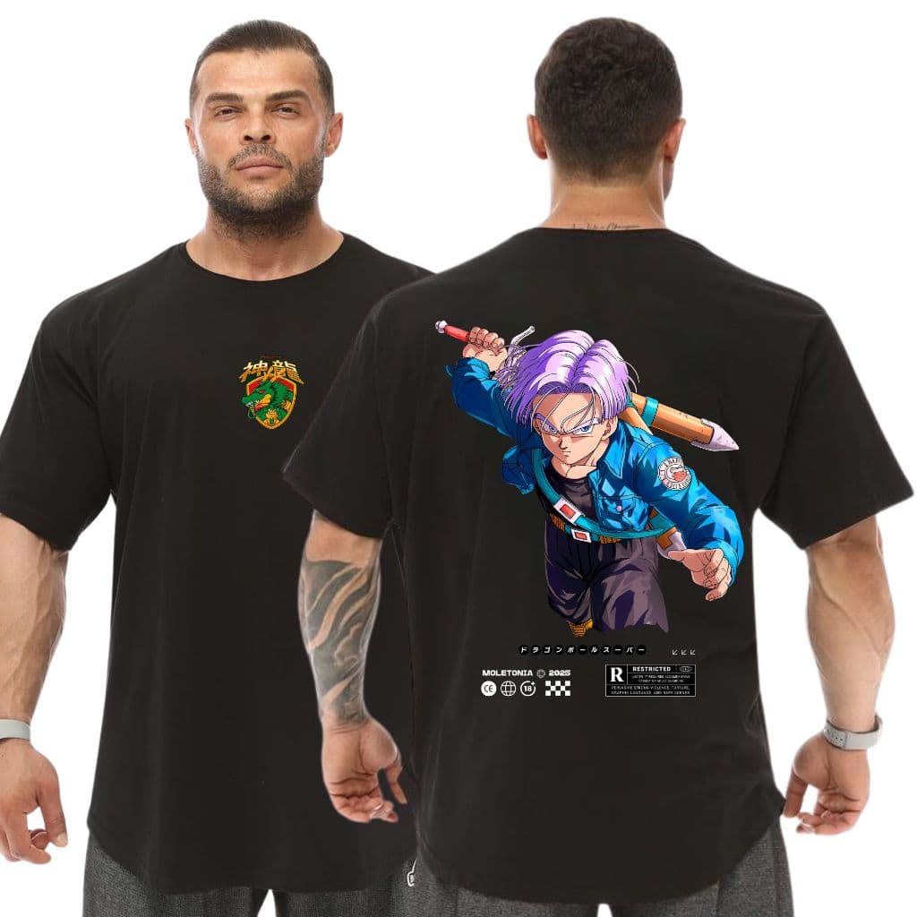Camiseta Masculina 100% Algodão Oversized Trunks Dragon Ball Z Blusão Over Largo Malha Grossa