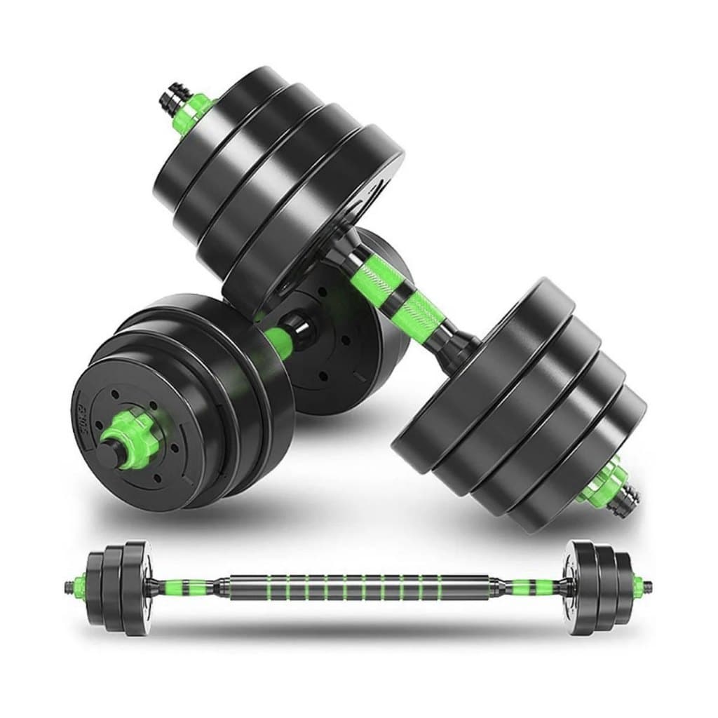 Jogo De Halteres Ajustavel Academia Kit Aço Emborrachado 30kg Kit Treino VERDE