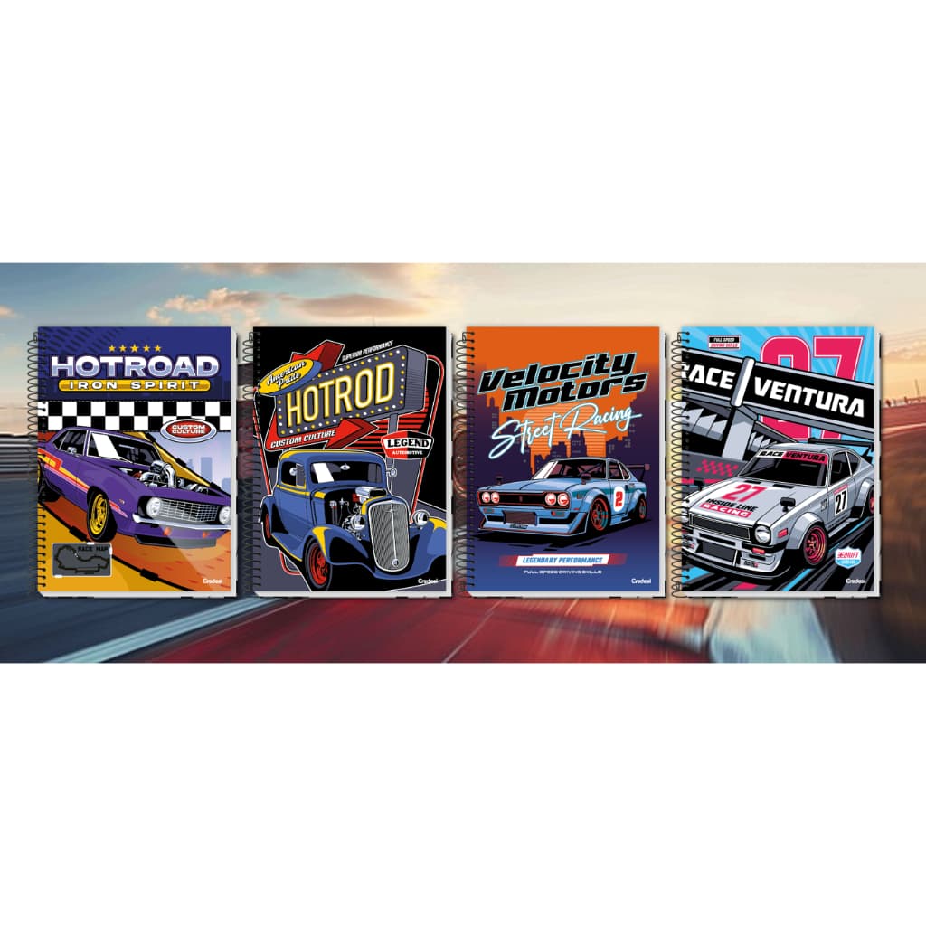 Caderno Universitário Super Cars 1 Matéria 80 Folhas Credeal